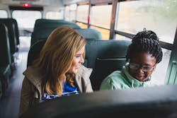 Jenna Bush Hager rides with students to Lilla G. Frederick Pilot Middle School in celebration of their adoption of cleaner, safer propane school buses.
