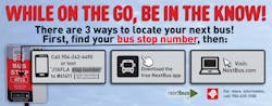 The NextBus app offers a wide variety of options for customers to find out the arrival time of a bus. Options include phone, text, internet and smart phone applications.