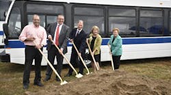 From left to right, Ted Luck, president, Luck Brothers; St&eacute;phane Leblanc, vice president operations, Volvo Buses North America; Ralph Acs, senior vice president, Volvo Buses Business Region Americas; Betty Little, New York State senator; Janet Duprey, New York State assemblywoman
