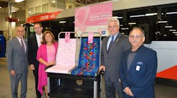 From left to right, CDTA CEO Carm Basile, Senior Market Manager for the American Cancer Society Capital Region Jeff Winters, Breast Cancer Survivor and American Cancer Society Board of Advisors Member Ann Marie Lizzi, CDTA Board Chairman David M. Stackrow, and CDTA Board Member Joseph M. Spairana, Jr.