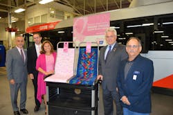 From left to right, CDTA CEO Carm Basile, Senior Market Manager for the American Cancer Society Capital Region Jeff Winters, Breast Cancer Survivor and American Cancer Society Board of Advisors Member Ann Marie Lizzi, CDTA Board Chairman David M. Stackrow, and CDTA Board Member Joseph M. Spairana, Jr. From left to right, CDTA CEO Carm Basile, Senior Market Manager for the American Cancer Society Capital Region Jeff Winters, Breast Cancer Survivor and American Cancer Society Board of Advisors Member Ann Marie Lizzi, CDTA Board Chairman David M. Stackrow, and CDTA Board Member Joseph M. Spairana, Jr.