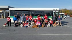 Go Team dogs visit TransIT Services of Frederick County, Maryland.