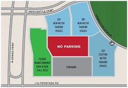 Current and new parking spaces at Metro&apos;s Grand Parkway Park &amp; Ride,