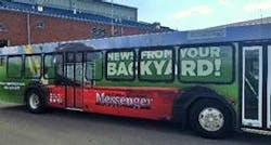 Mon Valley Signs, based in Charleroi, created the graphics on vinyl and provided detailed specifications on the measurements of the bus as well as all of the outside panels and clearances. Mon Valley Signs, based in Charleroi, created the graphics on vinyl and provided detailed specifications on the measurements of the bus as well as all of the outside panels and clearances.