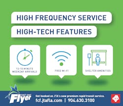 The First Coast Flyer BRT will offer wifi and frequent services in Jacksonville, Florida. The First Coast Flyer BRT will offer wifi and frequent services in Jacksonville, Florida.