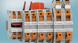 Phoenix Contact has expanded its range of Power Turn high-current terminals to include options with maximum wire sizes from 10 AWG to 250 MCM.
