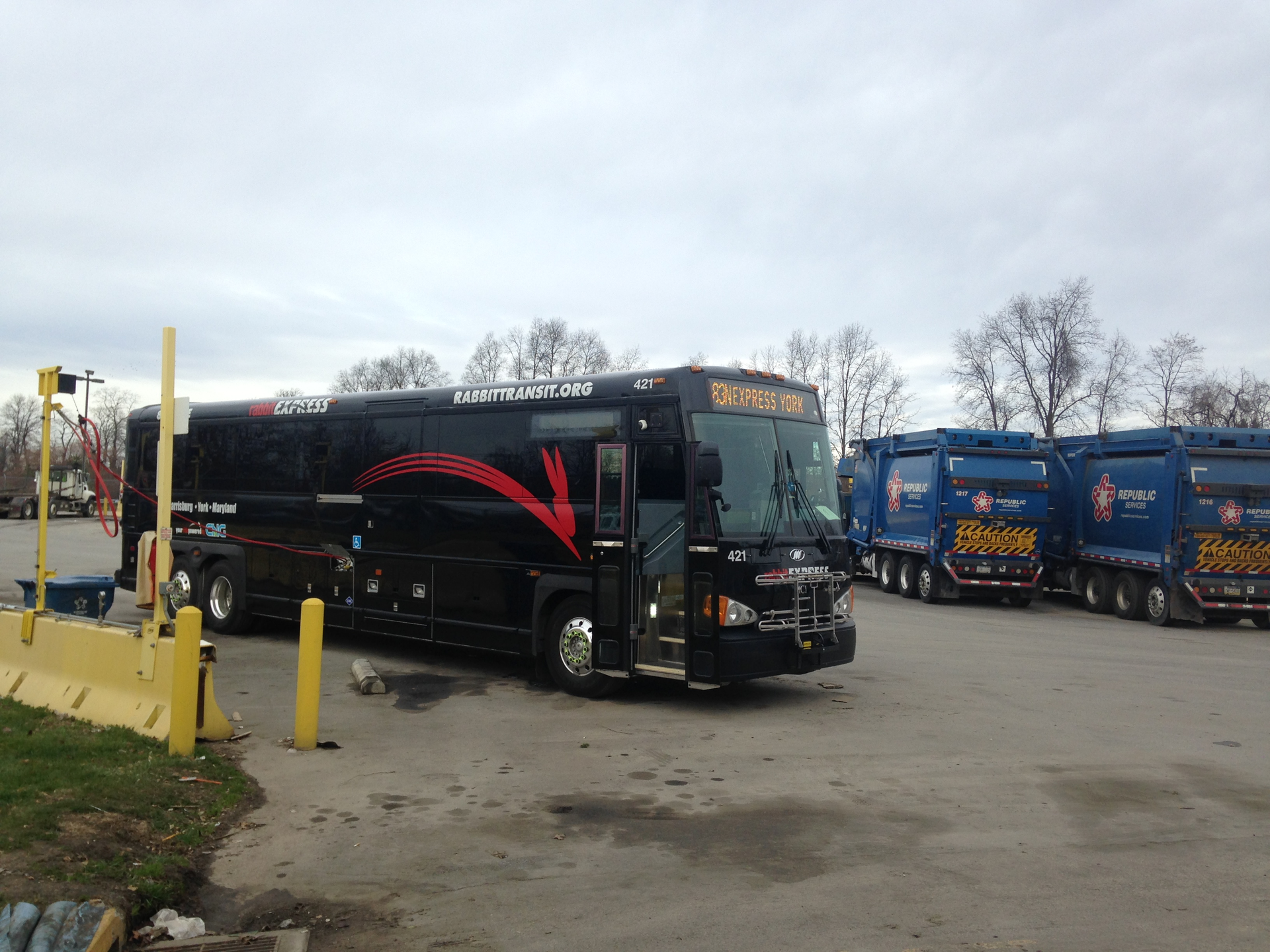 The CNG-fueled MCI bus is the first of many natural gas buses rabbittransit plans to implement in coming years to replace its aging fleet.