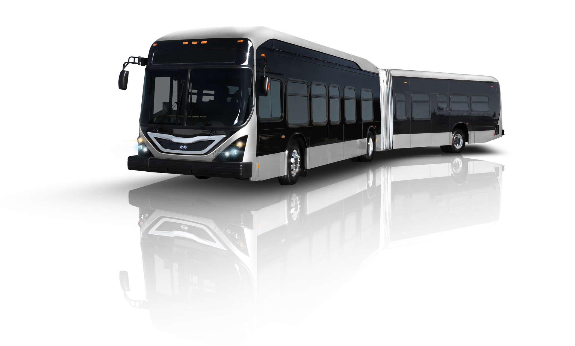BYD's 60-foot electric articulated bus has a 172-mile EV range.