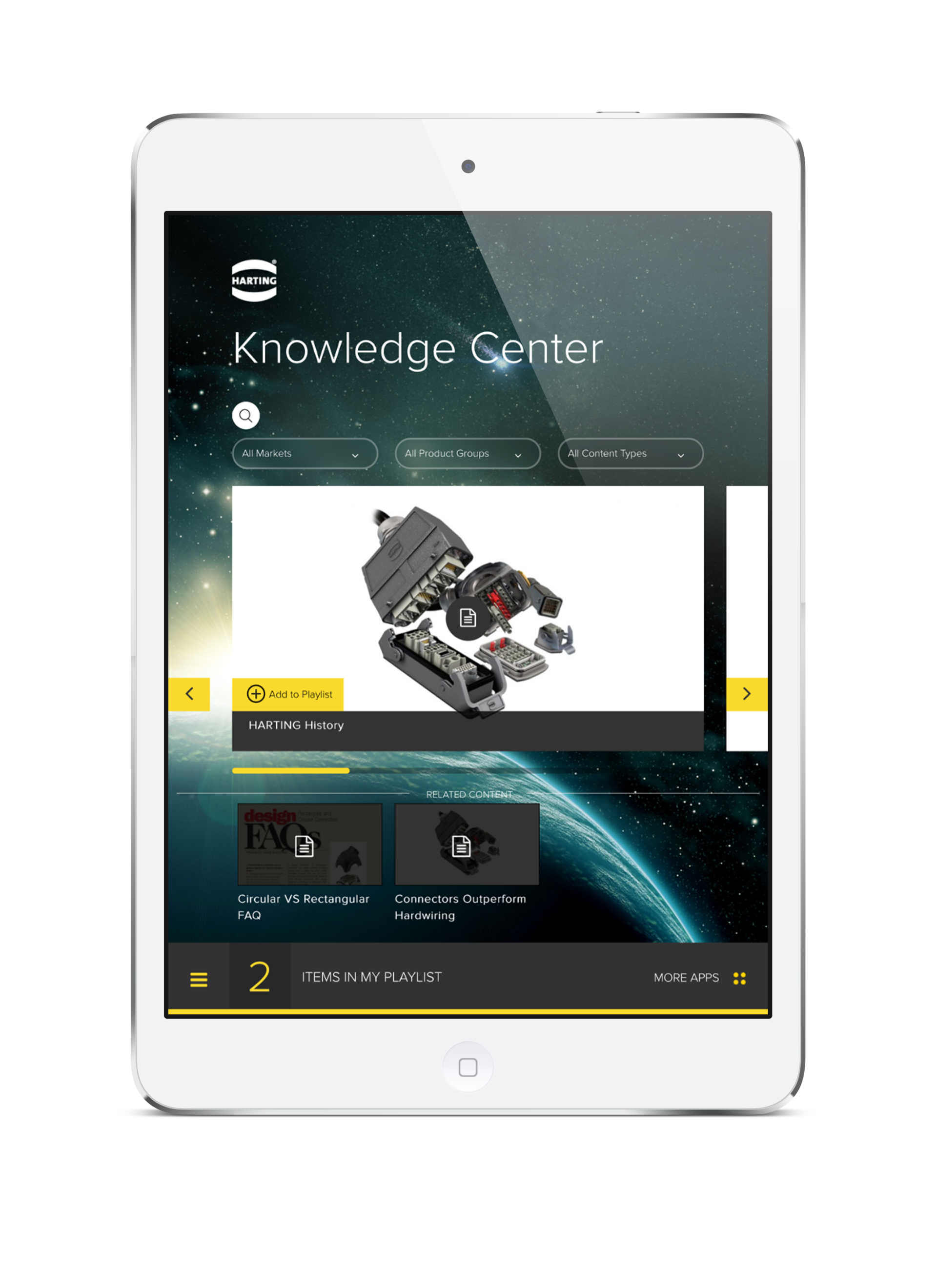 Users can sort through content by market, product or content type so they only have to see the information that&rsquo;s relevant to them. The playlist feature also makes it easy to share information with colleagues or anyone else who might need it.