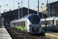 A ¾ rear view face TER Regiolis - Coradia Polyvalent Picardy when walking endurance between the cities of Paris and Laon. A ¾ rear view face TER Regiolis - Coradia Polyvalent Picardy when walking endurance between the cities of Paris and Laon.