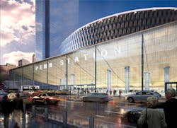 Rendering of one of the possible designs of the rehabilitated Penn Station in New York.