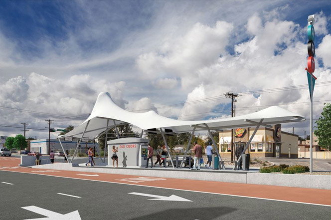 Coors Boulevard Station single station entry rendering.