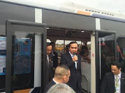 Thai Prime Minister Prayut Chan-o-cha on the BYD K9, announcing the launch of Thailand&rsquo;s first electric bus tender.