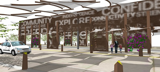 The winning concept incorporated public art, considered sustainable solutions for channeling rainwater runoff into landscaping, and improved existing stations&rsquo; shade canopy design to offer more coverage.