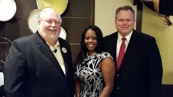 Morgan Lyons, chair, APTA Marketing & Communications Committee; Valerie J. McCall, chair, APTA; Scott Smith, interim CEO, Valley Metro Morgan Lyons, chair, APTA Marketing & Communications Committee; Valerie J. McCall, chair, APTA; Scott Smith, interim CEO, Valley Metro