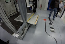 Brigthline’s retractable gap filler extended on a prototype door. Brigthline’s retractable gap filler extended on a prototype door.