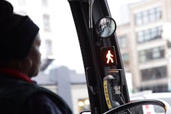 The driver assistance technology, called Mobileye Shield+ by Rosco Vision Systems, uses four bus-mounted vision sensors to identify and alert bus drivers when pedestrians, cyclists or vehicles are in close proximity to a bus. The driver assistance technology, called Mobileye Shield+ by Rosco Vision Systems, uses four bus-mounted vision sensors to identify and alert bus drivers when pedestrians, cyclists or vehicles are in close proximity to a bus.