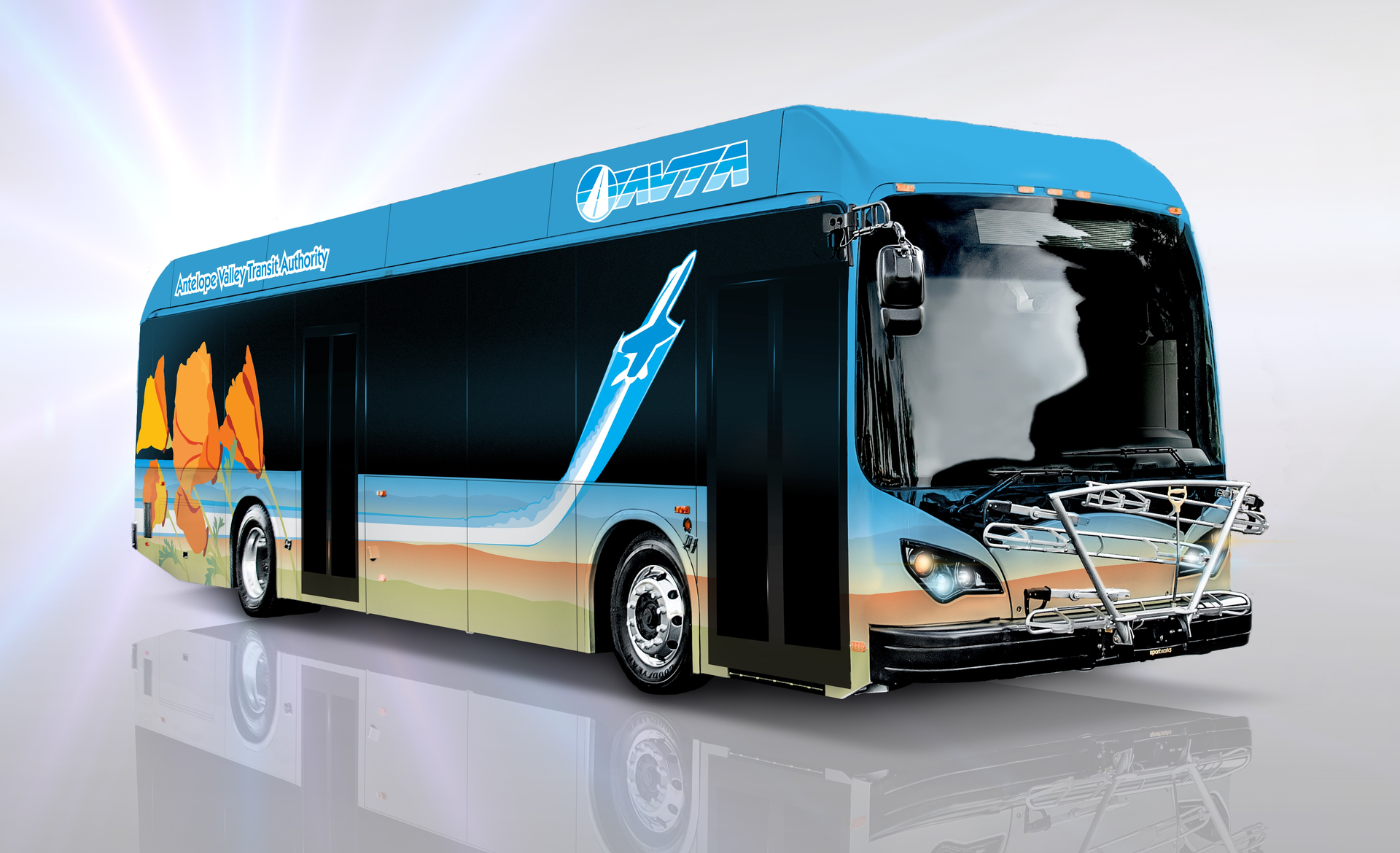 AVTA new paint scheme for electric buses.
