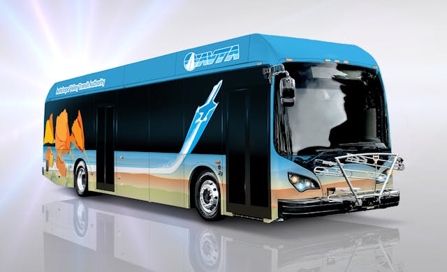 AVTA new paint scheme for electric buses.