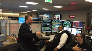 MTA Administrator Paul Comfort consults with managers at the MTA Operations Control Center during Winter Storm Jonas.