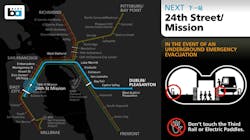 Sample of what upgraded, 2nd-generation LED screen on trains could look like; note features including highlight of line, 'you are here' bubble, pictograms, emergency message and translation for 'next' stop. Sample of what upgraded, 2nd-generation LED screen on trains could look like; note features including highlight of line, 'you are here' bubble, pictograms, emergency message and translation for 'next' stop.