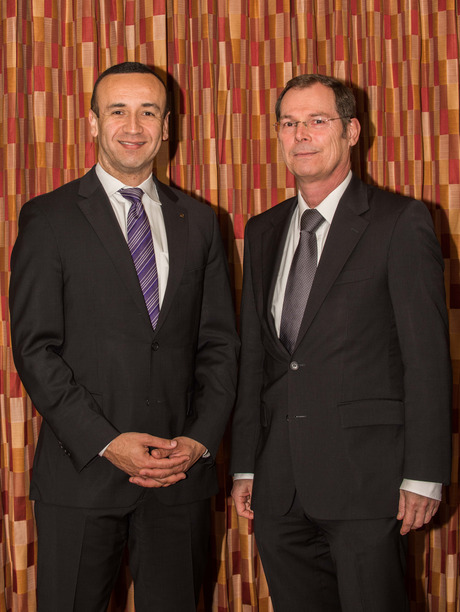 Jon DeSouza, president and CEO Harting Inc. of North America (left), and Dr. Frank Brode, senior vice president new technologies, Harting Technology Group.