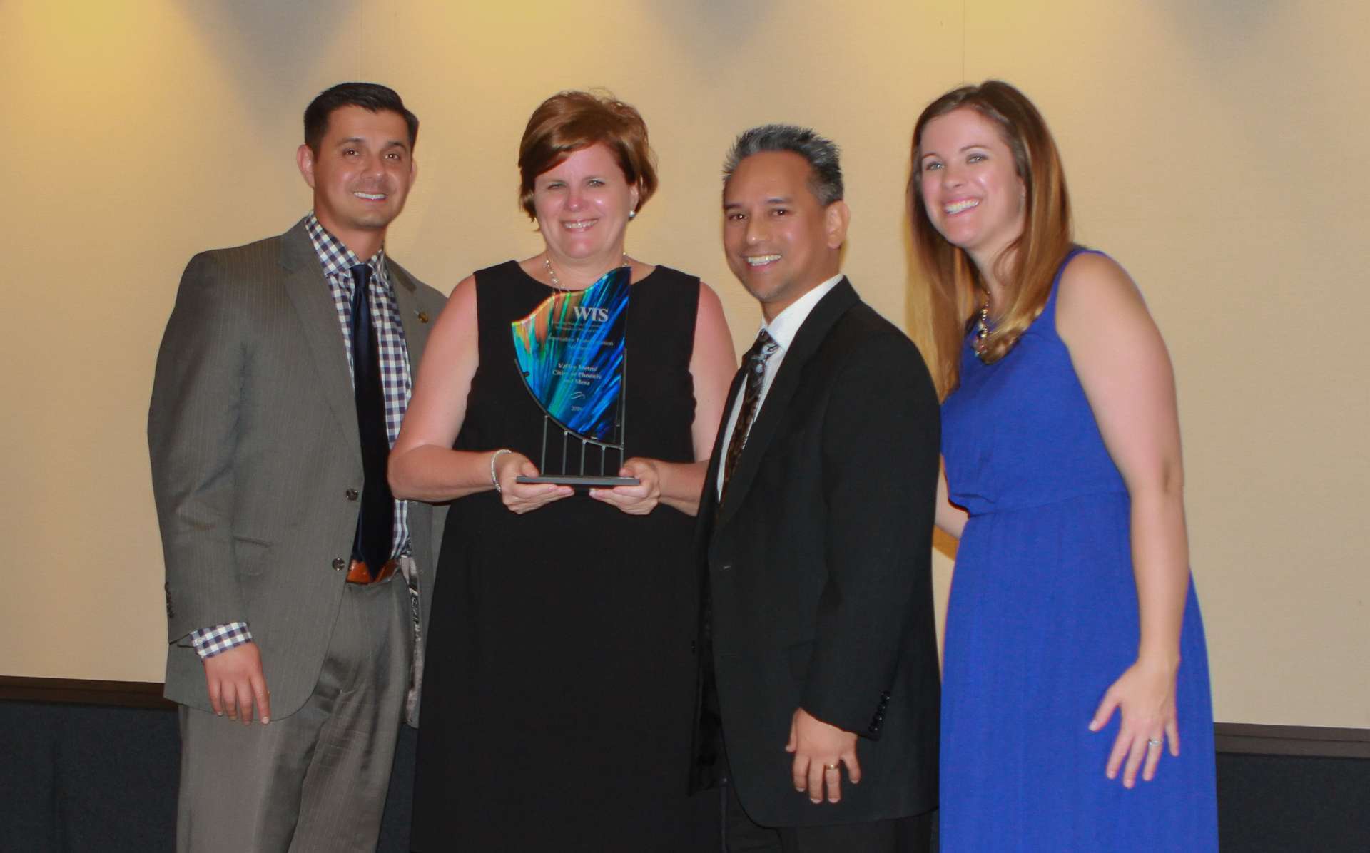 Photo (from left to right): Albert Santana, City of Phoenix Assistant to the City Manager; Jodi Sorrell, City of Mesa Transit Services; Howard Steere, Valley Metro Community Relations Manager; Jessica Rietz, WTS Metro Phoenix President.
