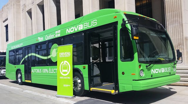 The Nova LFSe is a battery-electric bus that runs on a TM4 Sumo HD electric powertrain and 4 Volvo high voltage lithium-ion batteries in parallel.