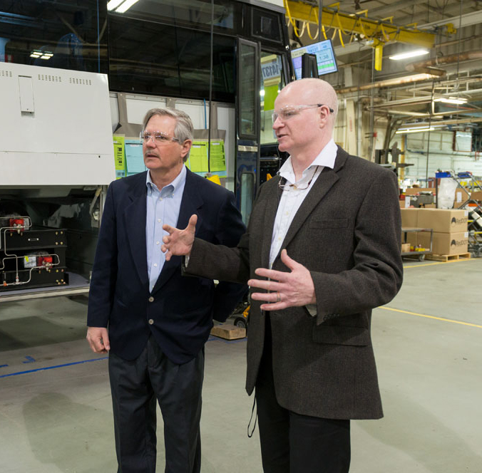 Senator John Hoeven R-N.D., left, tours the MCI Pembina, North Dakota plant with Bryan Couch, MCI vice president and general manager of operations.