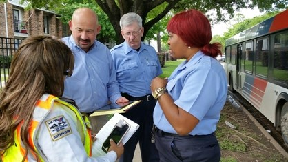 Houston Metro COO Andrew Skabowski helps coordinate flood response efforts.