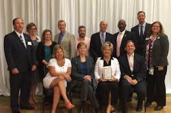 PSTA Board members and staff accept an award for Transportation & Mobility at the 24th Annual Future of the Region Awards luncheon. (Standing L to R) Sean Sullivan, Cassandra Borchers, Heather Sobush, Bill Jonson, Chris Cochran, Mark Deighton, Ken Welch, Woody Brown, Cyndi-Raskin Schmitt. (Seated L to R) Julie Bujalski, Patricia Gerard, Janet Long, Brad Miller. PSTA Board members and staff accept an award for Transportation & Mobility at the 24th Annual Future of the Region Awards luncheon. (Standing L to R) Sean Sullivan, Cassandra Borchers, Heather Sobush, Bill Jonson, Chris Cochran, Mark Deighton, Ken Welch, Woody Brown, Cyndi-Raskin Schmitt. (Seated L to R) Julie Bujalski, Patricia Gerard, Janet Long, Brad Miller.