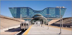 The 23-mile rail corridor links DIA to Denver’s Union Station. The 23-mile rail corridor links DIA to Denver’s Union Station.