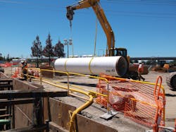 VTA and the project team relocating a large diameter water pipeline owned by the Santa Clara Valley Water District for the BART Silicon Valley Extension. Project Fact sheet at MassTransitmag.com/12296322