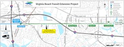 The 3.4 mile extension will include three additional stations and one park-and-ride at the new Town Center Station. The 3.4 mile extension will include three additional stations and one park-and-ride at the new Town Center Station.