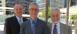 MTC Commission Chair Dave Cortese, TRIP Director of Policy and Research Rocky Moretti and California Transportation Commission Executive Director Will Kempton spoke at the press event for the new TRIP report.