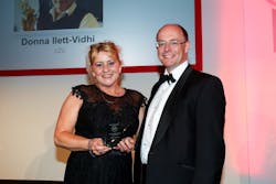 Ticket office staff member Donna Ilet-Vidhi with NX chief executive Dean Finch at the National Express Values Awards.