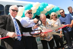 Local dignitaries at the ribbon cutting for the new route. Left to right: San Bernardino Superior Court Presiding Judge Raymond Haight, San Bernardino County Board of Supervisors Vice Chair Robert Lovingood, City of Needles Mayor Ed Paget, Needles Chamber of Commerce President Pam Blake, City of Needles Council Member Shaun Gudmundson, City of Needles Vice Mayor Jeff Williams Local dignitaries at the ribbon cutting for the new route. Left to right: San Bernardino Superior Court Presiding Judge Raymond Haight, San Bernardino County Board of Supervisors Vice Chair Robert Lovingood, City of Needles Mayor Ed Paget, Needles Chamber of Commerce President Pam Blake, City of Needles Council Member Shaun Gudmundson, City of Needles Vice Mayor Jeff Williams