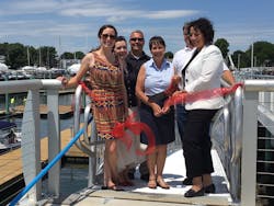 City of Salem Mayor Kim Driscoll cutting the ribbon at the Salem Water Shuttle launch ceremony on July 15, along with Ward 2 City Councilor Heather Famico, Principal and General Manager of Boston Harbor Cruises Alison Nolan, Deputy Director of Planning and Community Development Kathy Winn, Harbormaster Bill McHugh and Ward 7 City Councilor Steve Dibble. City of Salem Mayor Kim Driscoll cutting the ribbon at the Salem Water Shuttle launch ceremony on July 15, along with Ward 2 City Councilor Heather Famico, Principal and General Manager of Boston Harbor Cruises Alison Nolan, Deputy Director of Planning and Community Development Kathy Winn, Harbormaster Bill McHugh and Ward 7 City Councilor Steve Dibble.