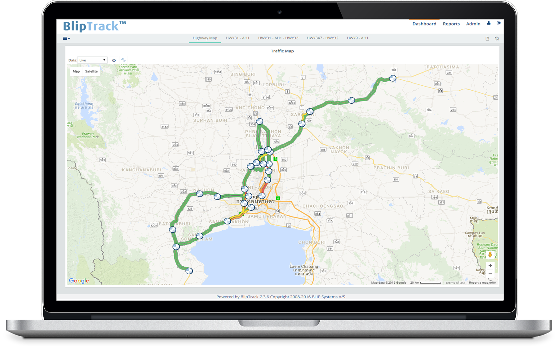 BlipTrack sensor placement in Bangkok.