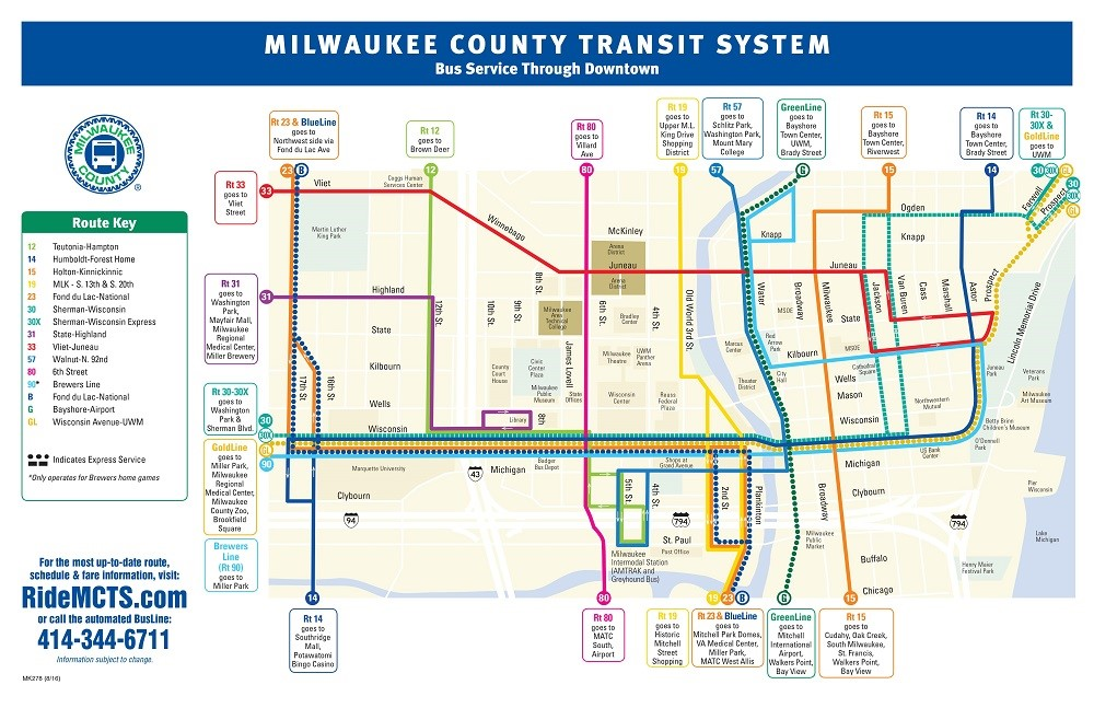 Changes Coming For Several Mcts Bus Routes Through Downtown Mass Transit Milwaukee County Transit System Map