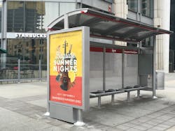One of the first new MTS bus shelters installed at the corner of Kettner Blvd. and W. Broadway in downtown San Diego. One of the first new MTS bus shelters installed at the corner of Kettner Blvd. and W. Broadway in downtown San Diego.
