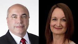 Bob Prieto and professor Denise Bower. Bob Prieto and professor Denise Bower.