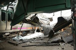NJ Transit Pascack Valley Line train #1614 crashed at the New Jersey Transit Hoboken Terminal Sept. 29, 2016, causing the damage shown in these photos. NJ Transit Pascack Valley Line train #1614 crashed at the New Jersey Transit Hoboken Terminal Sept. 29, 2016, causing the damage shown in these photos.