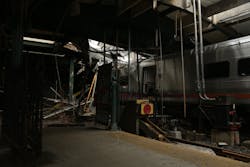 NJ Transit Pascack Valley Line train #1614 crashed at the New Jersey Transit Hoboken Terminal Sept. 29, 2016, causing the damage shown in these photos. NJ Transit Pascack Valley Line train #1614 crashed at the New Jersey Transit Hoboken Terminal Sept. 29, 2016, causing the damage shown in these photos.