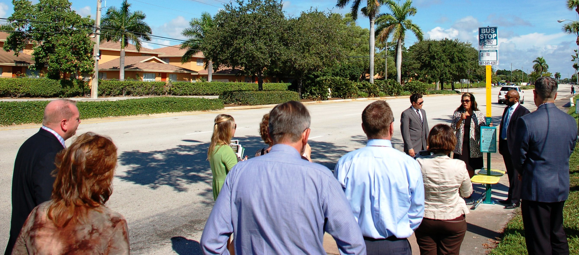 Priscilla A. Taylor speaks to the crowd at the unveiling event about the importance of public transportation in this community.