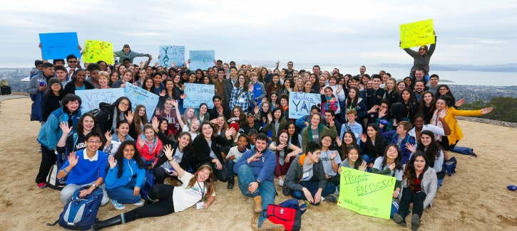 Students gather for a group photo as part of the Youth for the Environment and Sustainability (YES) Conference, a key component of the Spare the Air Youth program.