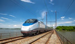 The Acela Express travels over the Bush River rail bridge in Maryland. The Acela Express offers hourly service downtown to downtown during peak morning and afternoon rush hours between New York, Washington, D.C., Baltimore, Philadelphia and other intermediate cities, as well as many convenient round-trips between New York and Boston. The Acela Express travels over the Bush River rail bridge in Maryland. The Acela Express offers hourly service downtown to downtown during peak morning and afternoon rush hours between New York, Washington, D.C., Baltimore, Philadelphia and other intermediate cities, as well as many convenient round-trips between New York and Boston.