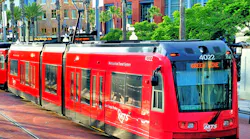 Low-floor Trolley at the Green Line’s Gaslamp Quarter Station.