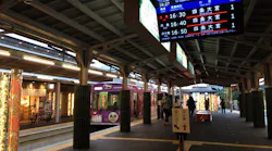 Platform and electronic signage of Arashiyama Station Keifuku Electric Railroad 582ce503cadee
