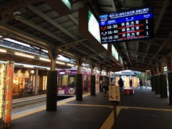 Platform and electronic signage of Arashiyama Station Keifuku Electric Railroad 582ce503cadee